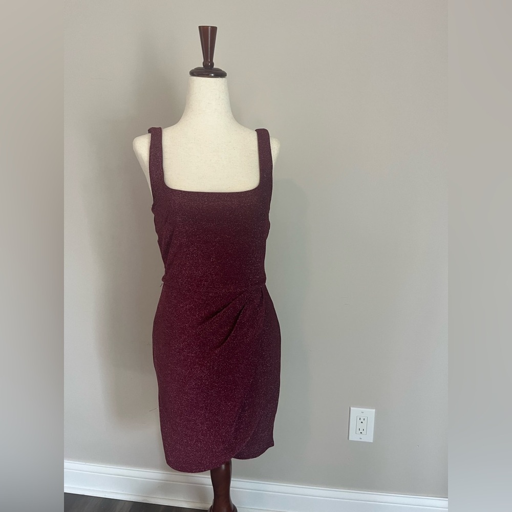 NWT Francesca's Collections Shimmering Burgundy Mini Dress